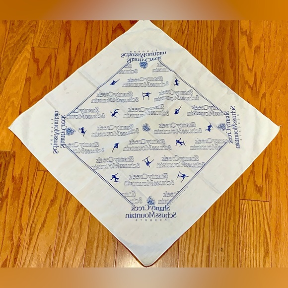 Vintage 1980s SCHUSS MOUNTAIN SHANTY CREEK Michigan Ski Resort Bandanna - Picture 9 of 11